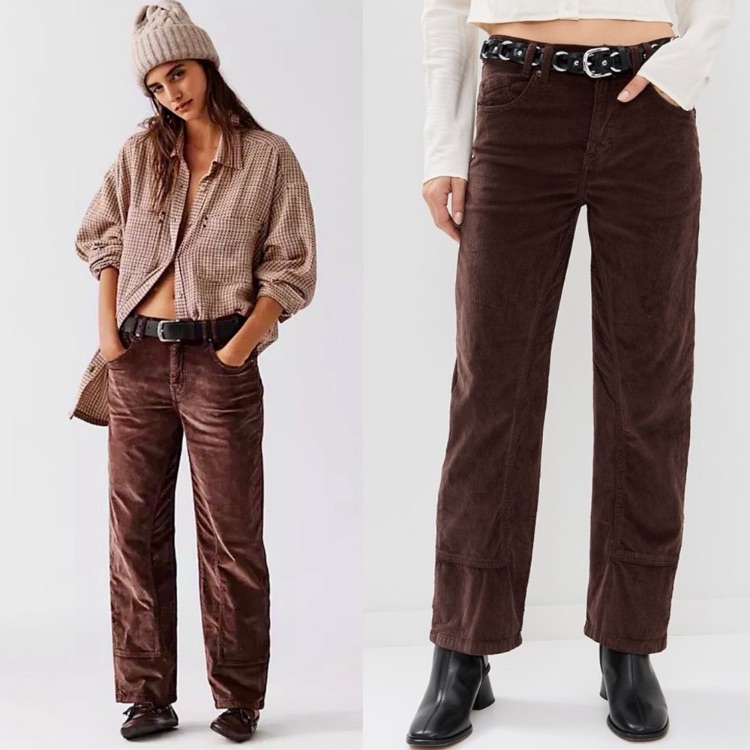 Free People Risk Taker Chocolate Brown Corduroy Pants New Size 26